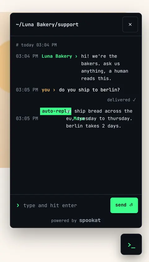 der chat im stil terminal